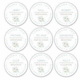 9 Individueller Name Danke Bridal Floral Large Aufkleber