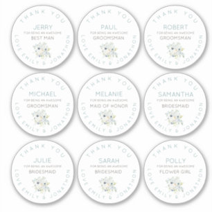 9 Individueller Name Danke Bridal Floral Small Aufkleber