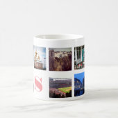 9 Instagramm-Fotos und rosa Monogramm auf Weiß Kaffeetasse (Mittel)