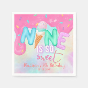 9 ist so süß rosa Zuckerguss Napkins Serviette