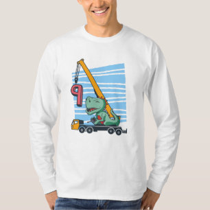 9 Jahre 9. Geburtstag Mobilkran Dinosaurier T-Shirt