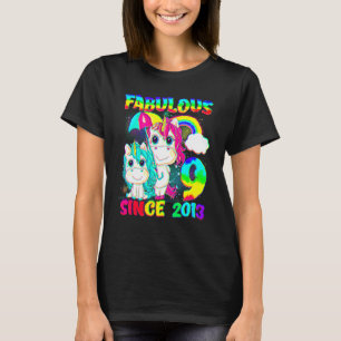 9 Jahre alt 9. Geburtstag Einhorn Girl Fabulous Si T-Shirt