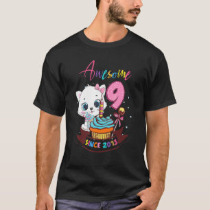 9 Jahre alt 9. Geburtstag Mädchen Süße Katze Toll T-Shirt