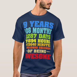 9 Jahre alt 9. Geburtstag Vintage Retro 108 Monate T-Shirt