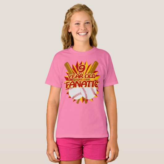 9 Jahre alt Baseball Fanatic T-Shirt (Vorne ganz)