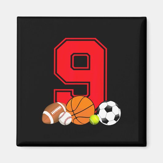 9 Jahre alt Bysketbyll Footbyll Bysebyll Soccer Bi Magnet (Vorne)