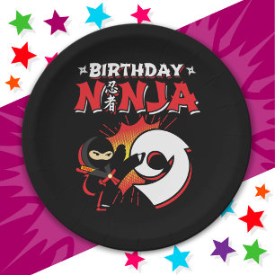 9 Jahre alt Comic Book Style Ninja 9. Geburtstag Pappteller