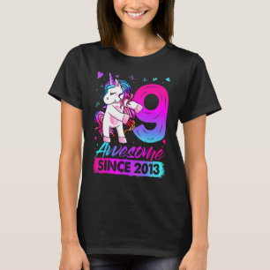 9 Jahre alt Einhorn Flossing 9. Geburtstag Girl Un T-Shirt