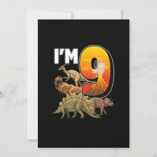 9 Jahre alt Geschenke 9. Geburtstag Junge Rawr I m Einladung