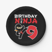 9 Jahre alt Karate Ninja Party Kinder 9. Geburtsta Pappteller (Vorderseite)