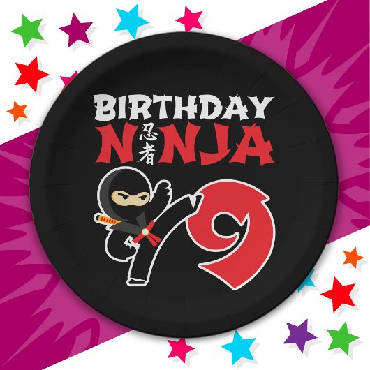 9 Jahre alt Karate Ninja Party Kinder 9. Geburtsta Pappteller