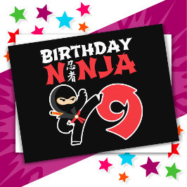 9 Jahre alt Karate Ninja Party Kinder 9. Geburtsta Postkarte