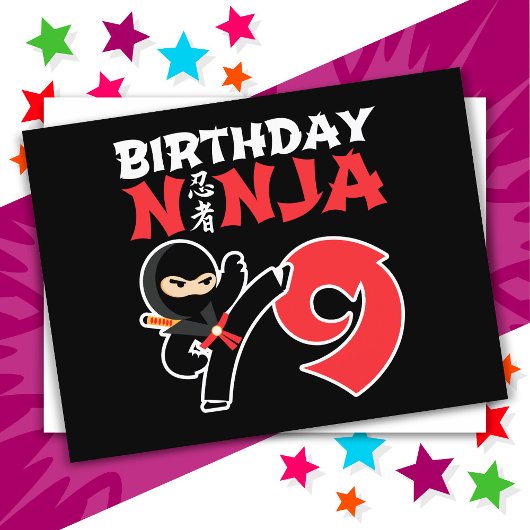 9 Jahre alt Karate Ninja Party Kinder 9. Geburtsta Postkarte