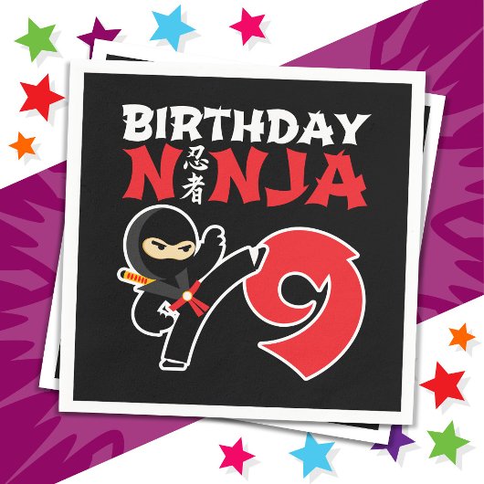 9 Jahre alt Karate Ninja Party Kinder 9. Geburtsta Serviette