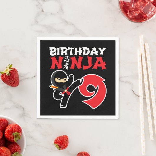 9 Jahre alt Karate Ninja Party Kinder 9. Geburtsta Serviette (Beispiel)