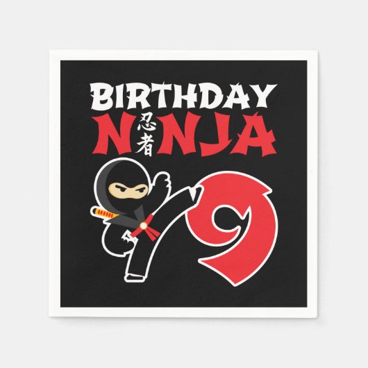 9 Jahre alt Karate Ninja Party Kinder 9. Geburtsta Serviette (Vorderseite)