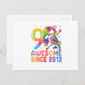 9 Jahre alt Phantastisch seit 2013 Dabbing Unicorn Postkarte (Vorne/Hinten)
