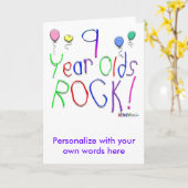 9 Jahre alt Rock ! Karte (Gelbe Blume)