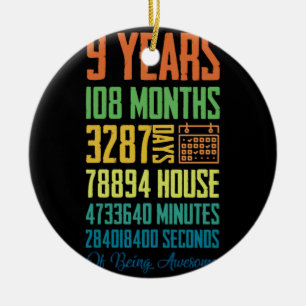 9 Jahre alte Geschenke 9. Geburtstag Shirt Vintag  Keramik Ornament