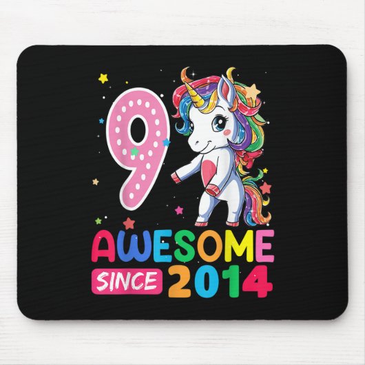 9 Jahre Alte Geschenke Girls Teens Flossing Einhor Mousepad (Vorne)