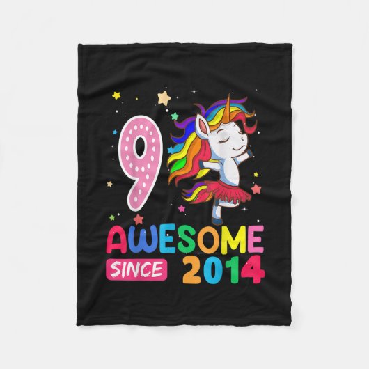 9 Jahre Alte Geschenke Girls Teens Funny Unicorn 9 Fleecedecke (Vorderseite)