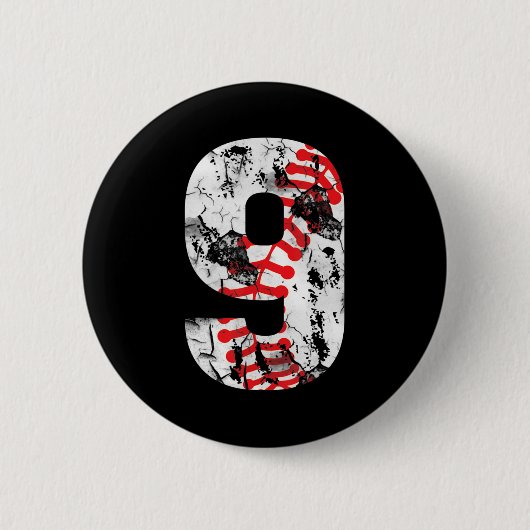 9 Jahre alte Geschenke Nr. 9 Baseball 9. Geburtsta Button (Vorderseite)
