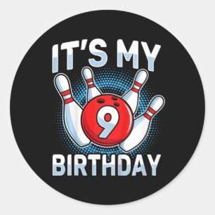 9 Jahre alter Bowling 9. Geburtstagsparty Boys Gir Runder Aufkleber