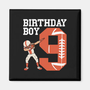 9 Jahre alter Boy Football Player 9. Fußball Gebur Magnet