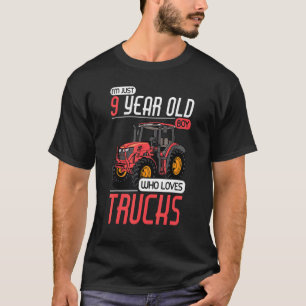 9 Jahre alter Junge, der LKW-Lieben Traktor 9. Geb T-Shirt