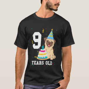 9 Jahre alter Mops Geburtstag Hund Lover Party Kin T-Shirt
