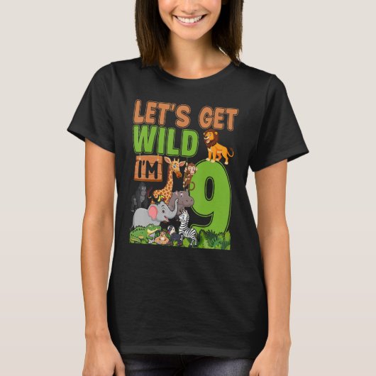 9 Jahre alter Zoo Birthday Safari Jungle Tier 9th  T-Shirt (Vorderseite)