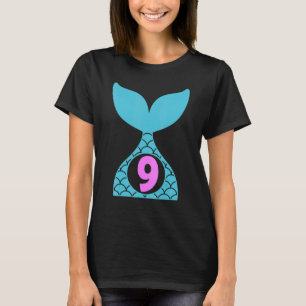 9 Jahre altes Mädchen 2. 9. Geburtstag Meerjungfra T-Shirt
