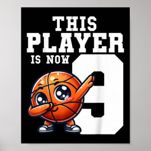 9 Jahre altes Tagesthema Party Dabbing Basketball  Poster