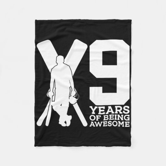 9 Jahre Awesome Cricket 9. Geburtstag Fleecedecke (Vorderseite)