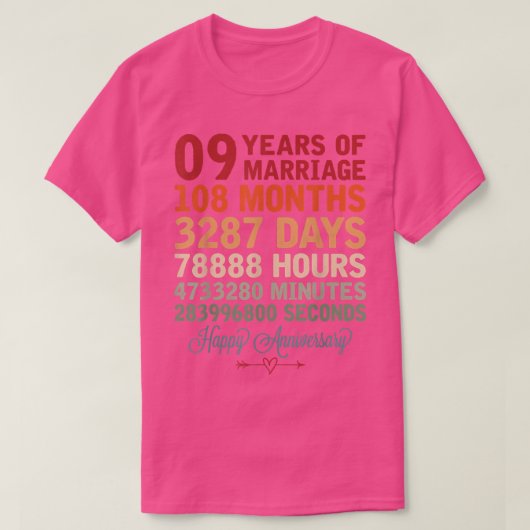 9 Jahre Ehepaar Countdown 9th Wedding Ann T-Shirt (Design vorne)
