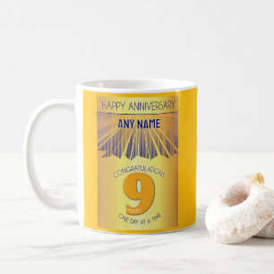 9 Jahre nüchtern zum Jubiläum Golden Ray 12-Schr Kaffeetasse
