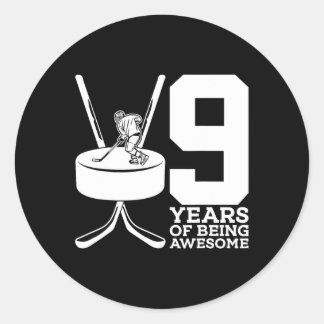 9 JAHRE PHANTASTISCHER EISHOCKEY 9. GEBURTstag Runder Aufkleber