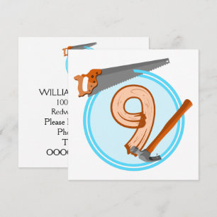 9-jährige Bastelwerkzeuge Geburtstagsdesign Einladung