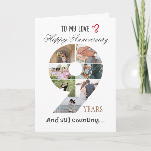 9-jährige Fotokarte zum Hochzeitstag Karte (Vorderseite)