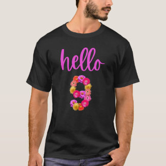 9-jährige Geburtstagsfeier Blume Hallo 9. Geburtst T-Shirt
