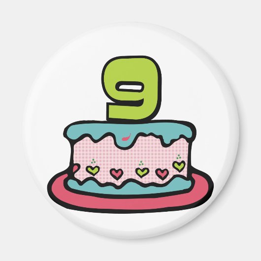 9-jährige Geburtstagstorte Magnet (Vorne)