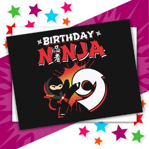 9-jähriger Comic-Ninja zum 9. Geburtstag Postkarte