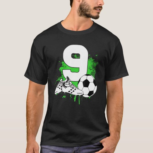 9-jähriger Dabbing-Junge Soccer Player 9. Geburtst T-Shirt (Vorderseite)