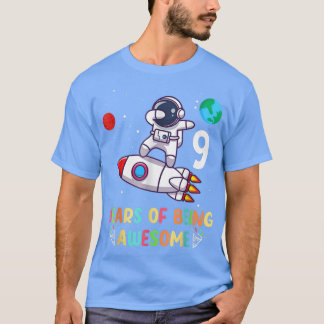 9-jähriger Geburtstagsjunge Astronaut Weltraum 9. T-Shirt