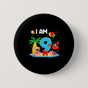 9-jähriger Krabbenliebhaber 9. Krabben-Thema Stran Button