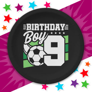 9-jähriges Fußball-Party 9. Geburtstag Junge Pappteller