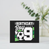9-jähriges Fußball-Party 9. Geburtstag Junge Postkarte (Stehend Vorderseite)
