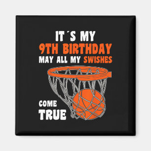 9-jähriges Glück 9. Geburtstag Basketball 9. Gebur Magnet