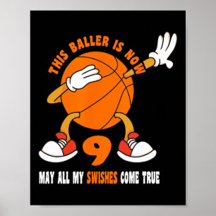 9-jähriges Glück 9. Geburtstag Basketball 9. Gebur Poster