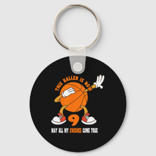 9-jähriges Glück 9. Geburtstag Basketball 9. Gebur Schlüsselanhänger
